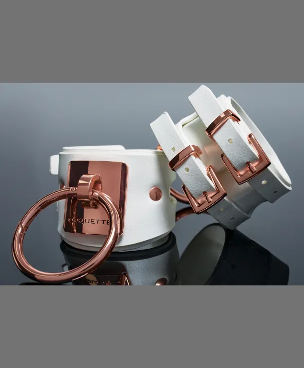 Fiery Elegance Vegan Cuffs in White and Rose Gold Coquette International Inc Vibrators