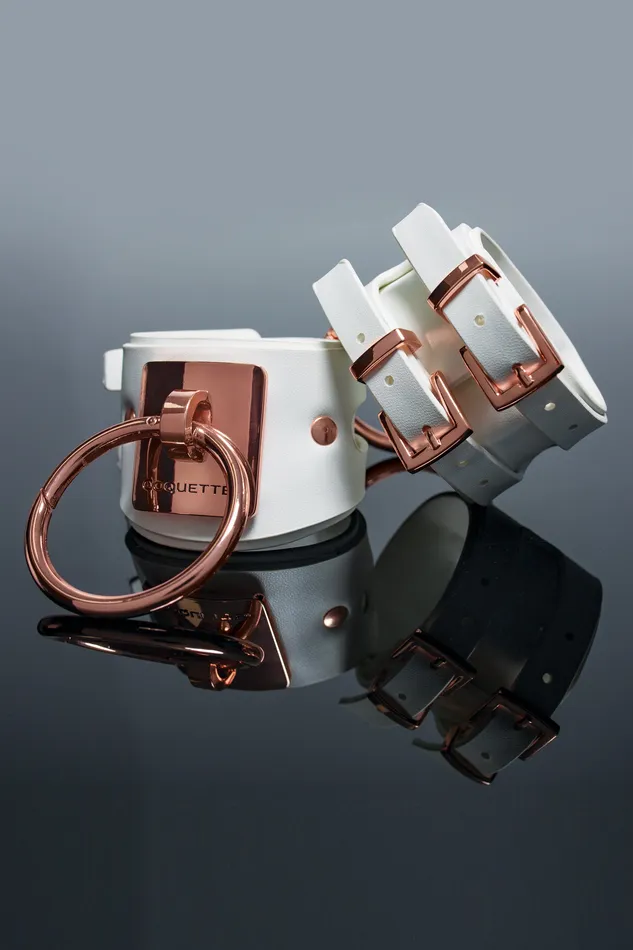 Fiery Elegance Vegan Cuffs in White and Rose Gold Coquette International Inc Vibrators