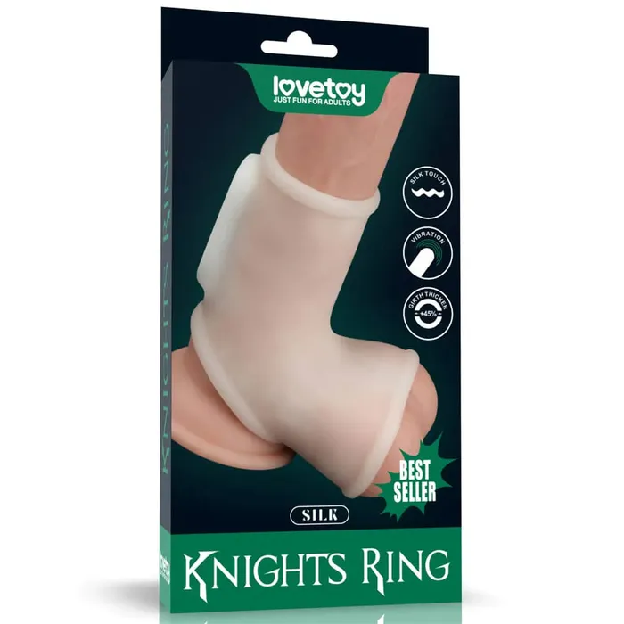Male Sex Toys lovetoy Knights Ring Vibrating Silk Knights Ring with Scrotum Sleeve Blue