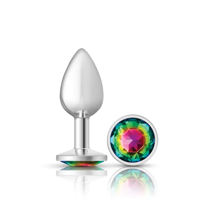 Viben Anal Cheeky CharmsSilver Metal Butt Plug RoundRainbowSmall