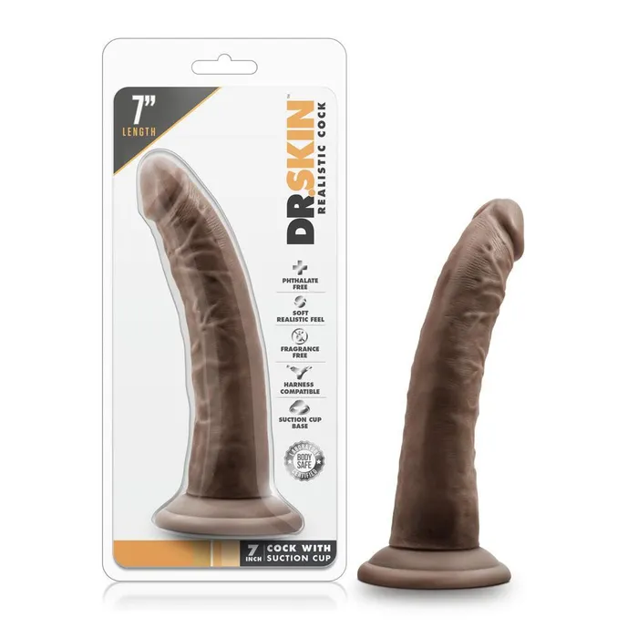 Dr Skin 7 Inch Cock With Suction Cup Chocolate Blush Female Sex Toys