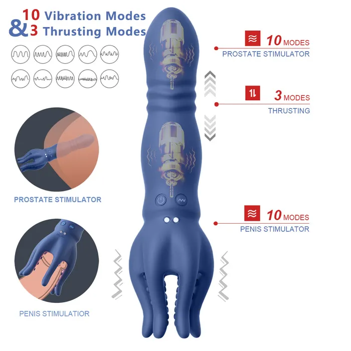 Male Masturbator Penis Vibrator Sex Toy 10 Vibration 3 Thrusting Modes 360Training Wrapped Lurevibe Male Sex Toys