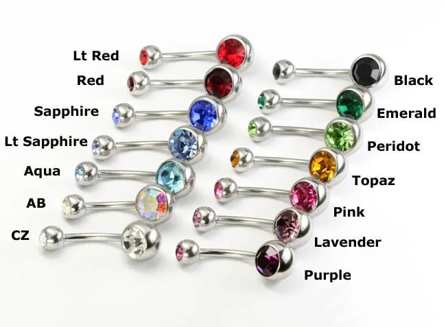 14g Double Jeweled Steel Belly Button Ring with 4mm6mm Balls Painful Pleasures Male Sex Toys