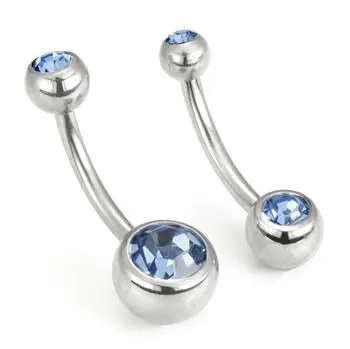 14g Double Jeweled Steel Belly Button Ring with 4mm6mm Balls Painful Pleasures Male Sex Toys