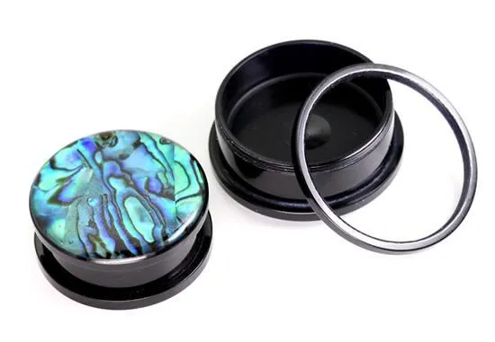 Acrylic Threaded Tunnel with Front ABALONE SHELL in sizes 12g up to 1 Painful Pleasures Female Sex Toys Acrylic Threaded Tunnel with Front ABALONE SHELL in sizes 12g up to 1 Painful Pleasures Female Sex Toys