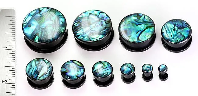 Acrylic Threaded Tunnel with Front ABALONE SHELL in sizes 12g up to 1 Painful Pleasures Female Sex Toys Acrylic Threaded Tunnel with Front ABALONE SHELL in sizes 12g up to 1 Painful Pleasures Female Sex Toys