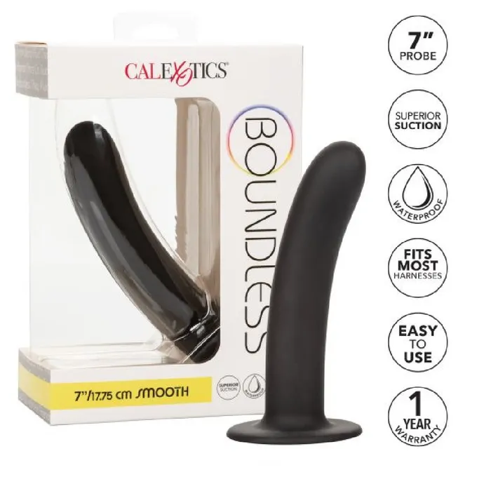 CalExotics Boundless 7 Inch Smooth Black Silicone Dildo Anal