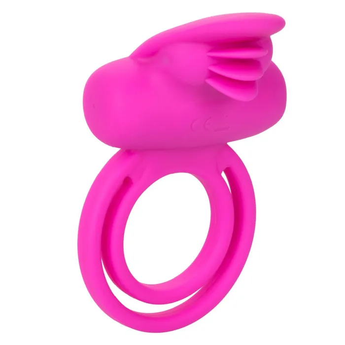 Clit Flicker Pink Silicone Vibrating Cock Ring with Tongues CalExotics Couples