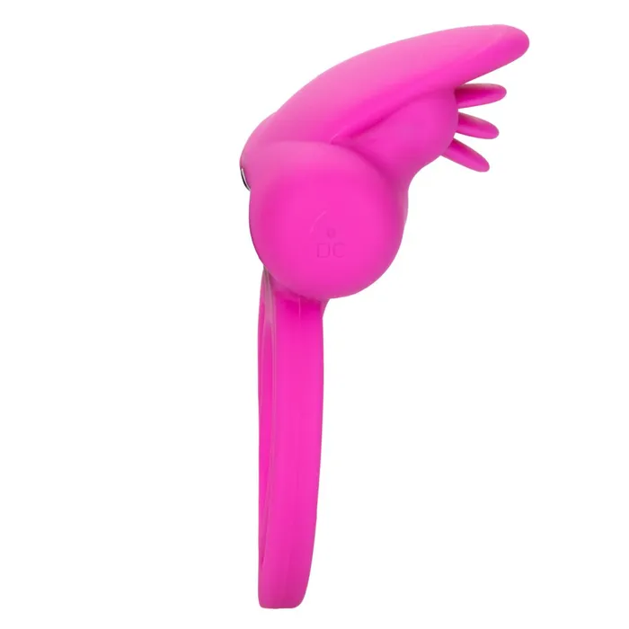 Clit Flicker Pink Silicone Vibrating Cock Ring with Tongues CalExotics Couples
