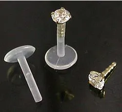 Painful Pleasures Female Sex Toys 16g 516 Bioplastic Labret with 14kt Yellow Gold Prong Set Gem Painful Pleasures Female Sex Toys 16g 516 Bioplastic Labret with 14kt Yellow Gold Prong Set Gem