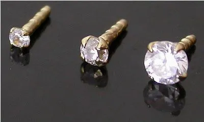 Painful Pleasures Female Sex Toys 16g 516 Bioplastic Labret with 14kt Yellow Gold Prong Set Gem