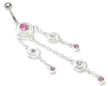 Painful Pleasures Male Sex Toys 14g 716 Triple Orbital Dangle Sterling Silver Bali Belly Button Ring