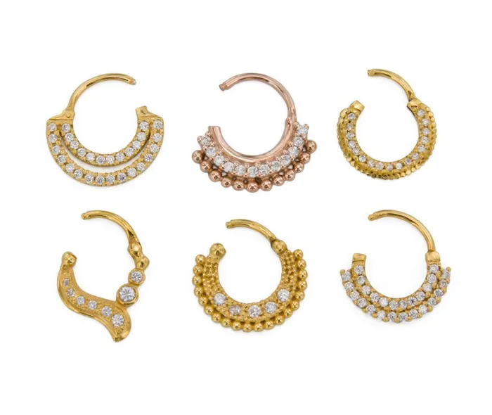 Painful Pleasures Male Sex Toys 16g Septum Clicker Layered 14kt Yellow Gold Plated Ring