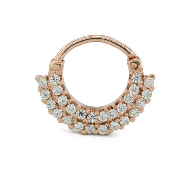 Painful Pleasures Vibrators 16g Septum Clicker Twotier Jeweled Rose Gold Plated Ring Painful Pleasures Vibrators 16g Septum Clicker Twotier Jeweled Rose Gold Plated Ring
