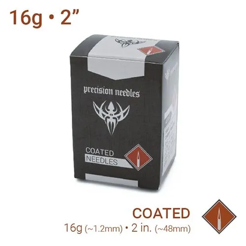 Precision Needles 16g Sterilized 2 Coated Piercing Needles Box of 100 Anal Precision Needles 16g Sterilized 2 Coated Piercing Needles Box of 100 Anal