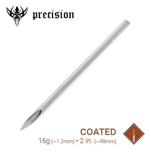 Precision Needles 16g Sterilized 2 Coated Piercing Needles Box of 100 Anal