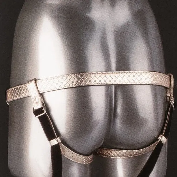 The Regal Duchess Crotchless Strapon Harness Gold CalExotics Female Sex Toys