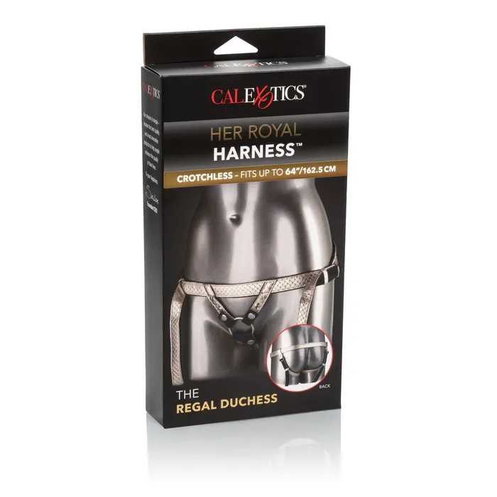 The Regal Duchess Crotchless Strapon Harness Gold CalExotics Female Sex Toys