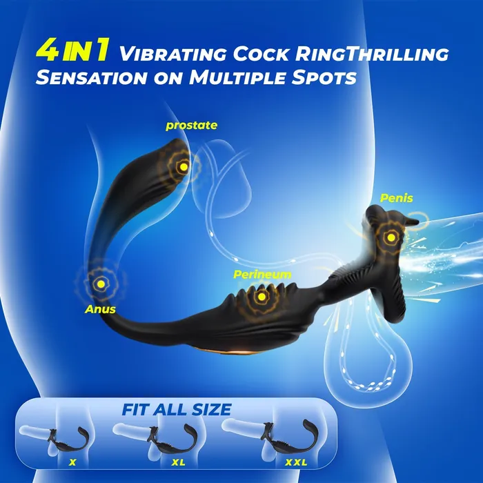 Amovibe Male Sex Toys Vibrating Penis Ring with Anal Plug Amovibe Male Sex Toys Vibrating Penis Ring with Anal Plug