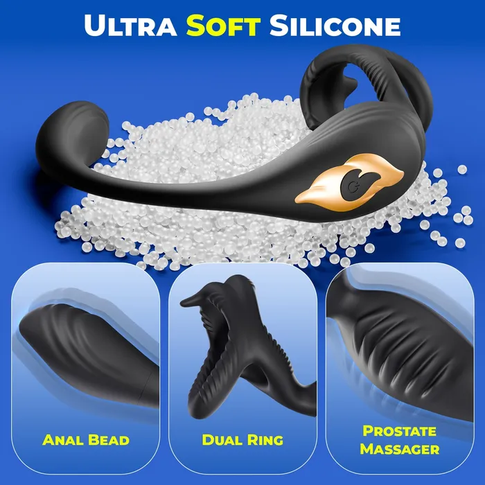 Amovibe Male Sex Toys Vibrating Penis Ring with Anal Plug Amovibe Male Sex Toys Vibrating Penis Ring with Anal Plug