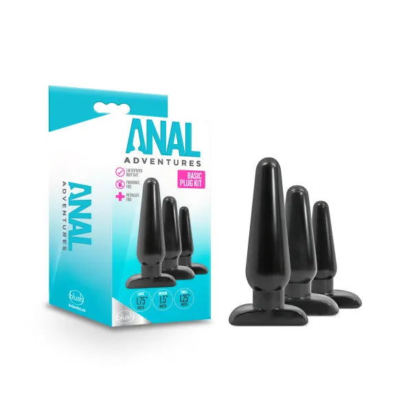 Anal Anal Adventures Basic Plug Kit Black Butt Plugs Set of 3 Sizes ShhhWndsr Anal Anal Adventures Basic Plug Kit Black Butt Plugs Set of 3 Sizes ShhhWndsr