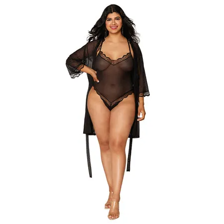 Anal Fairvillacom Dreamgirl Mesh Robe Strappy Back Teddy With Lace Trim Black 3XL Hanging