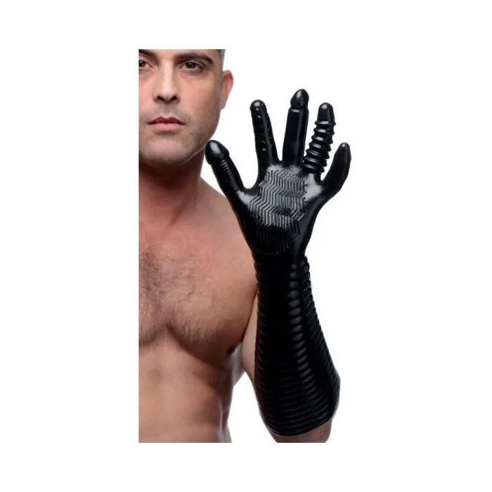 Anal Fairvillacom Pleasure Fister Extra Long Textured Fisting Glove Black