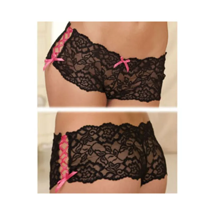 Anal Fairvillacom Rene Rofe Crotchless Lace Side Tie Boyleg Panty Black ML