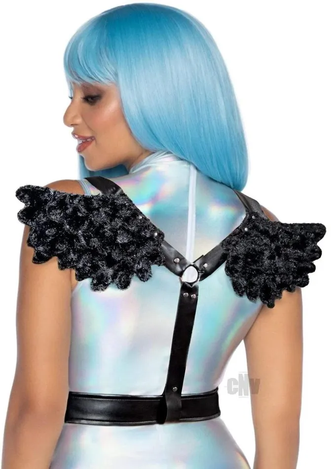 Anal Furry Angel Wing Body Harness Os Black Fairvillacom
