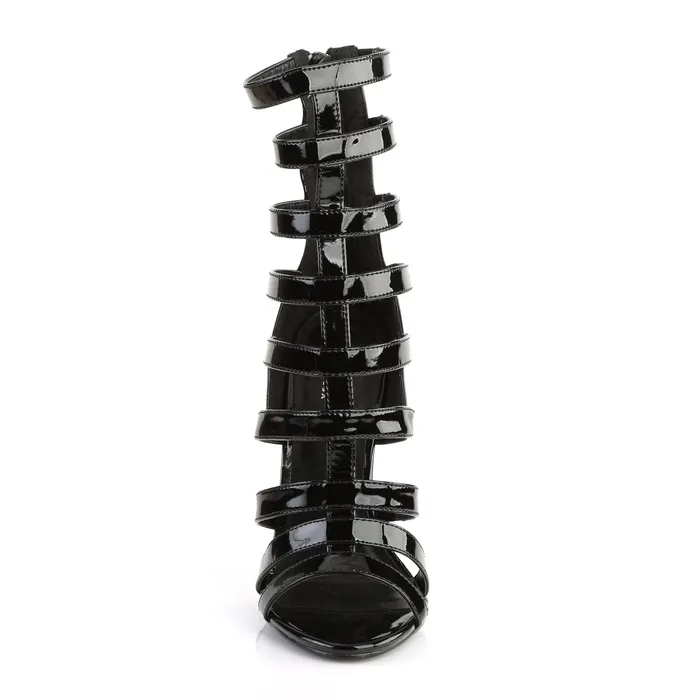 Anal ShhhEFW Sexy 52 cage Sandal with 5 inch heel Black Patent