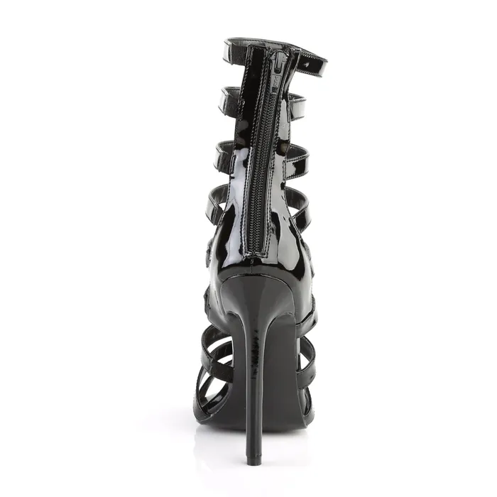Anal ShhhEFW Sexy 52 cage Sandal with 5 inch heel Black Patent