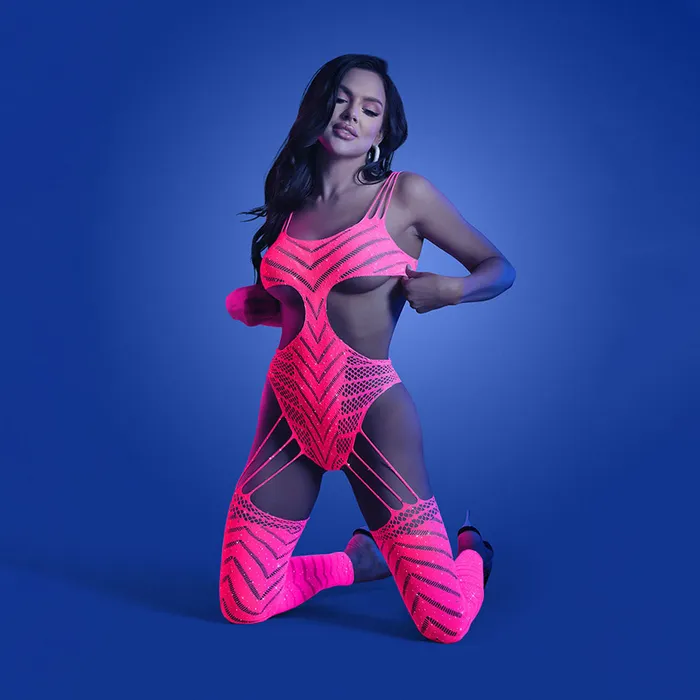 Bodystockings Playsuits ShhhWndsr GLOW WAVELENGTH CutOut Rhinestone Teddy Bodystocking One Size Pink Bodystockings Playsuits ShhhWndsr GLOW WAVELENGTH CutOut Rhinestone Teddy Bodystocking One Size Pink