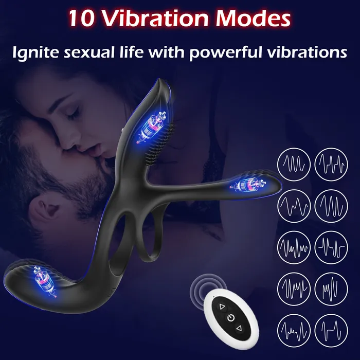 Couples Amovibe Vibrating Cock Ring with 3 Motors