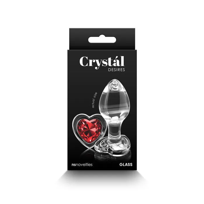 Crystal Desires Glass Butt Plug with Rose Heart Gem Medium ShhhWndsr Anal