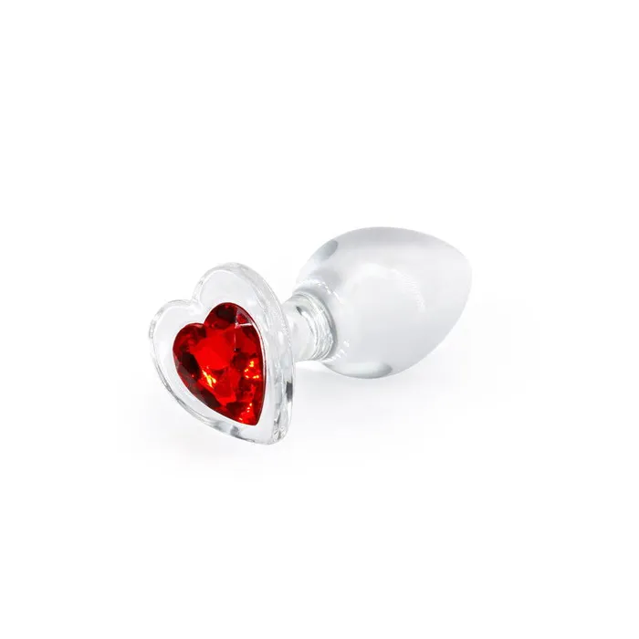 Crystal Desires Glass Butt Plug with Rose Heart Gem Medium ShhhWndsr Anal
