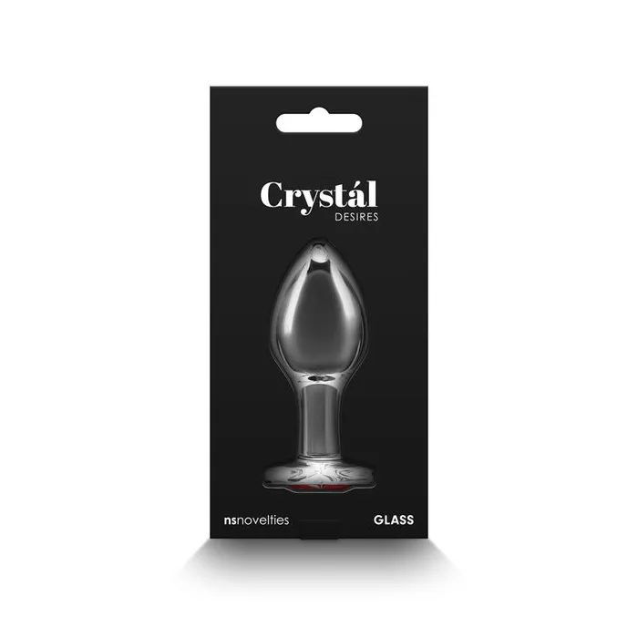 Crystal Desires Glass Butt Plug with Rose Heart Gem Medium ShhhWndsr Anal