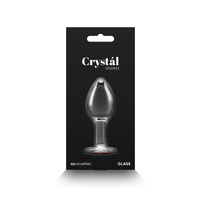 Crystal Desires Glass Butt Plug with Rose Heart Gem Medium ShhhWndsr Anal