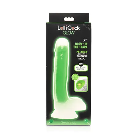 Curve Toys Lollicock 7 Glow In The Dark Silicone Dildo wBalls Green Fairvillacom Dildos