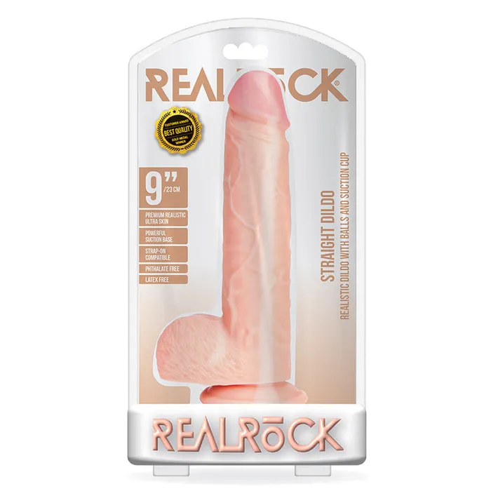 Dildos RealRock 9in Straight Dildo WBalls Bge Fairvillacom