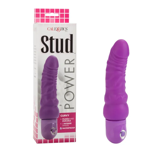Dildos Waterproof Power Stud Curvy Dong Purple California Exotic Novelties