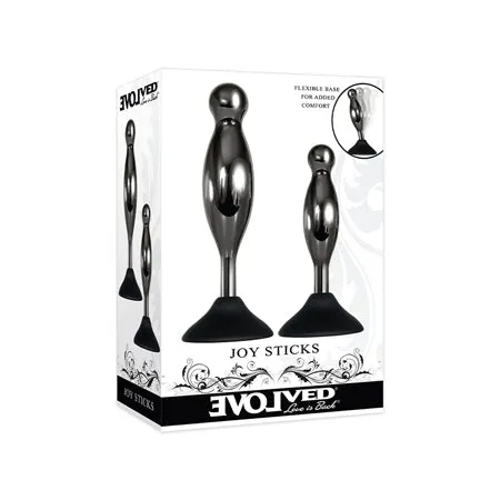 Evolved Joy Sticks 2 pc Plug Set BlackChrome Fairvillacom Anal