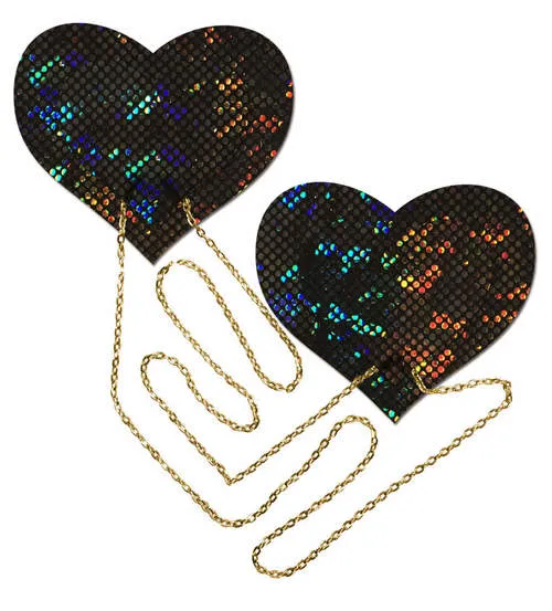 Fairvillacom Anal BLACK SHATTERED DISCO BALL HEART W GOLD CHAINS PASTIES
