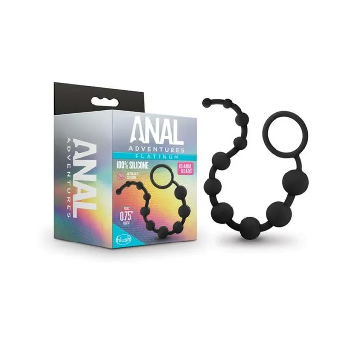Fairvillacom Anal Blush Anal Adventures Platinum Silicone 10 Anal Beads Black