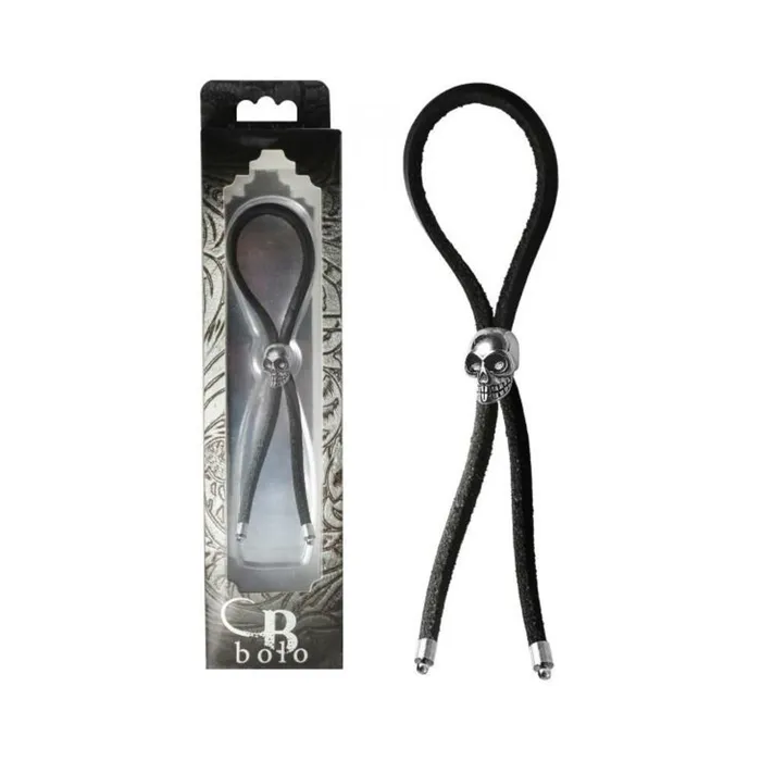 Fairvillacom Anal CRING LASSO SILVER SKULL BEAD LEATHER STRAP BLACK