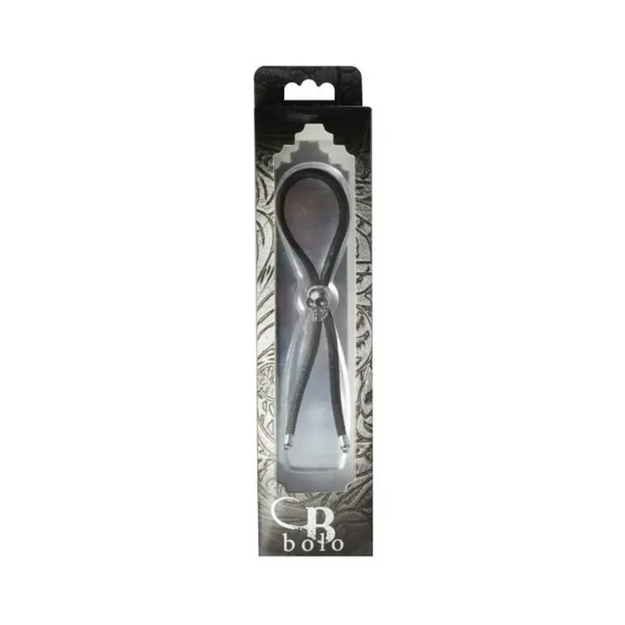 Fairvillacom Anal CRING LASSO SILVER SKULL BEAD LEATHER STRAP BLACK