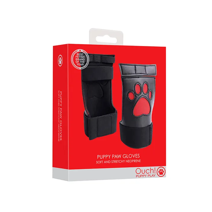 Fairvillacom Anal Puppy Play Neoprene Puppy Paw Gloves Red