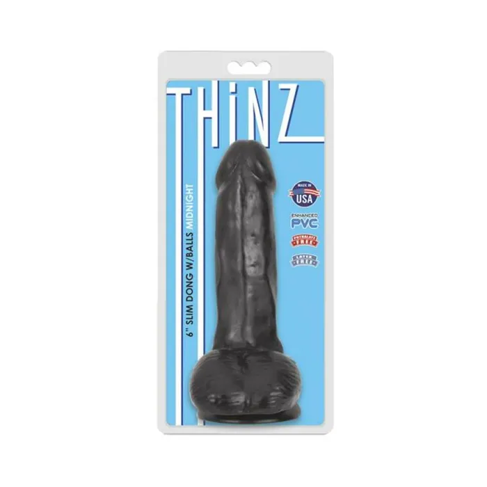 Fairvillacom Dildos 6 Inch Slim Dildo With Balls Black