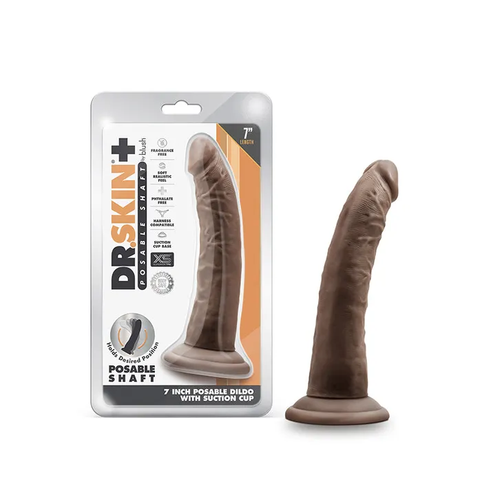 Fairvillacom Dildos Dr Skin Plus 7in Posable Dildo Chocolat