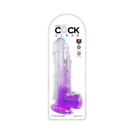 Fairvillacom Dildos King Cock Clear 9 Cock wBalls Purple