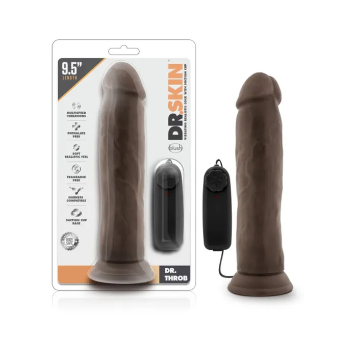 Fairvillacom Female Sex Toys Dr Skin Dr Throb 95in Vibrating Realistic Cock With Suction Cup Chocolate